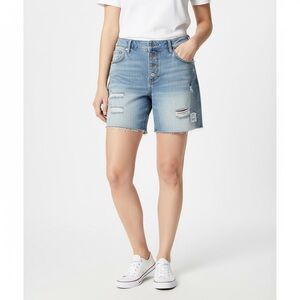 Old Navy mid rise distressed jean shorts 5 inch inseam size 16 NWT button fly